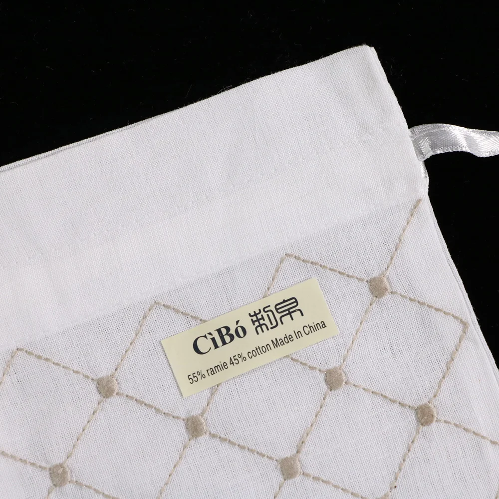 B014: أكياس برباط للهدايا مطرزة باللون الأبيض من رامي/قطن مكونة من 200 قطعة، وحقائب كيس مقاس 5 × 7 بوصات، وحقيبة سفر، وحقيبة كتان