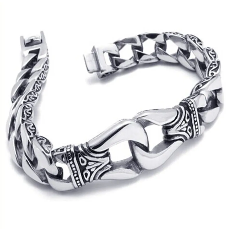 SDA Cool Hot Classic Puck Stainless Steel Pattern Bracelets Silver Bangles for Men