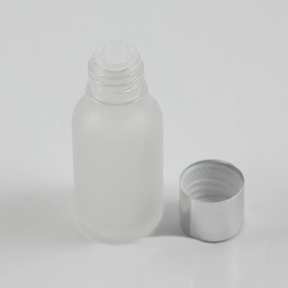 

Empty cosmetic bottle luxury frosted glass bottle with white plastic screw lid 15ml wholesale