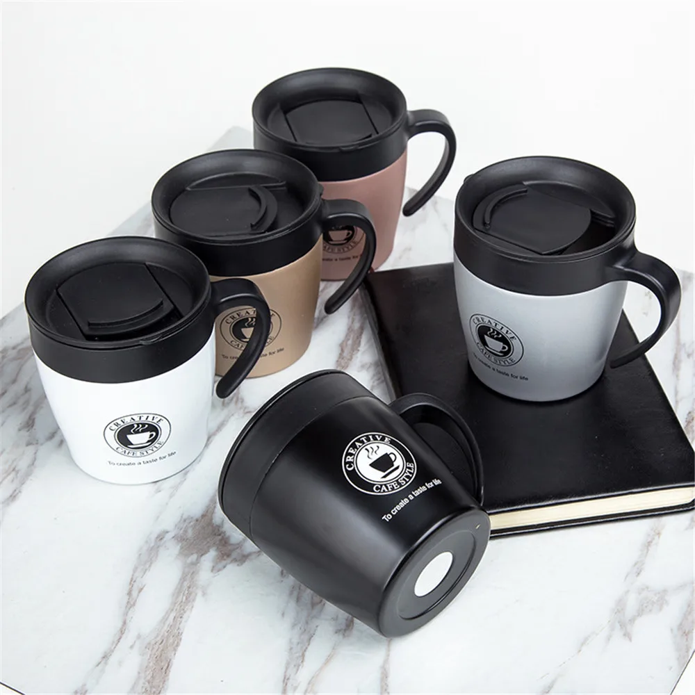 Handle Coffee Mug Stainless Steel Thermos Cups Insulated Cups Water Bottle Adult Bussiness Men Lovers Portable Thermal Cup 330ML