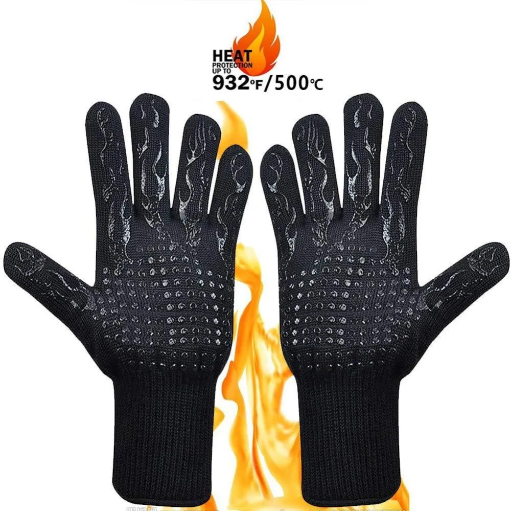 BBQ Gloves High Temperature Resistance Oven Mitts 500 800 Degrees Fireproof Barbecue Heat Insulation Microwave Oven Gloves