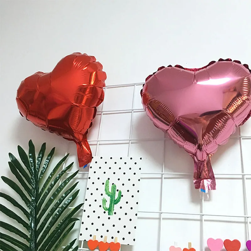 10 Pcs 10 Inches Heart Balloons Love Wedding Star Aluminum Foil Balloons Inflatable Birthday Balloon Party Decoration Supplies