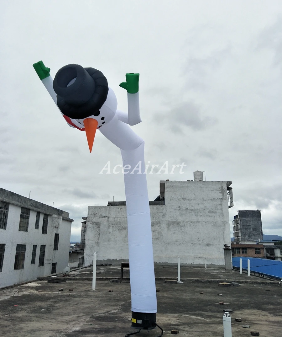 6m Tall Inflatable Snowman Air Dancer พร้อม Wave Hand Air Snowman Air Dancer ไม่มีเครื่องเป่าลมลดราคา