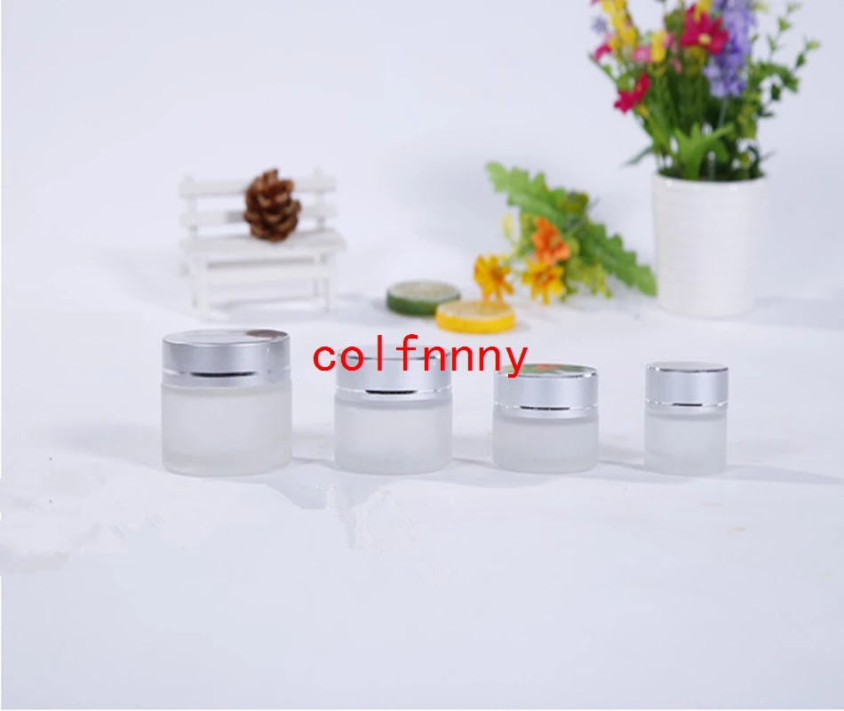 500pcs/lot50G Frost Glass Cream Jar with Silver gold Cap,5g 10g Glass Packing Jars, 20g Empty Cream Jar, 30g Cosmetic Glass Jars