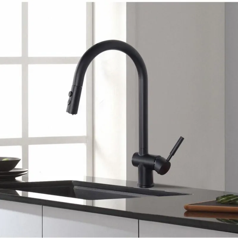 Newly Arrived Pull Out Kitchen Faucet black Sink Mixer Tap 360 degree rotation kitchen mixer taps Kitchen Tap