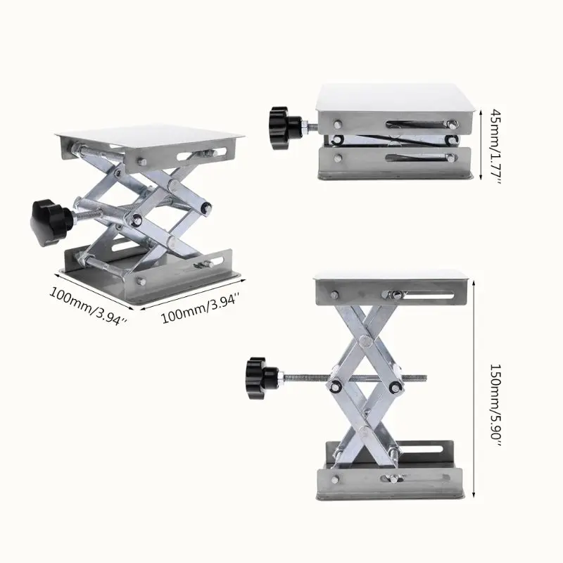 Laboratorium Lifting Platform Stand Rack Schaar Jack Bench Lifter Tafel Lab 100X100Mm Rvs Voor Wetenschappelijke Experiment
