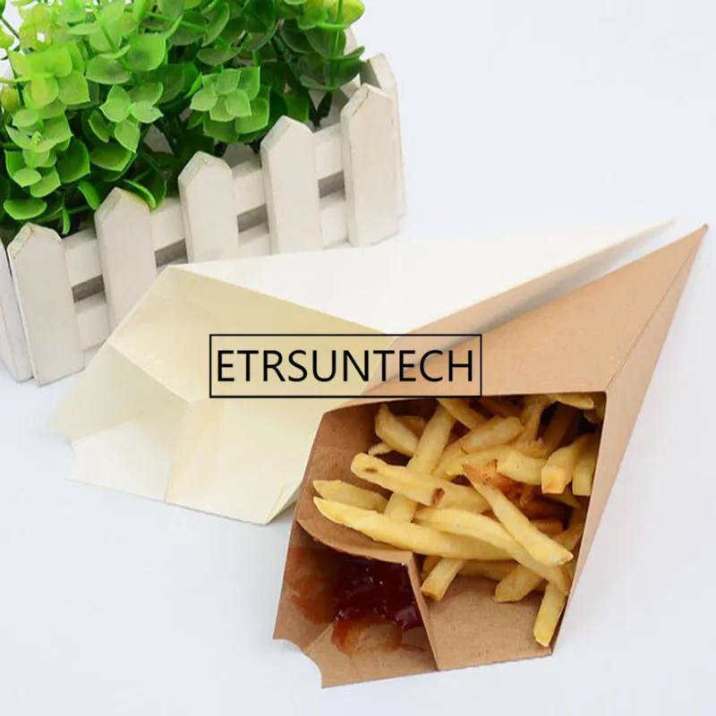 200pcs/lot French Fries Box Cone Chips Bag Chips Cup Party Take-out Disposable Food Paper Package