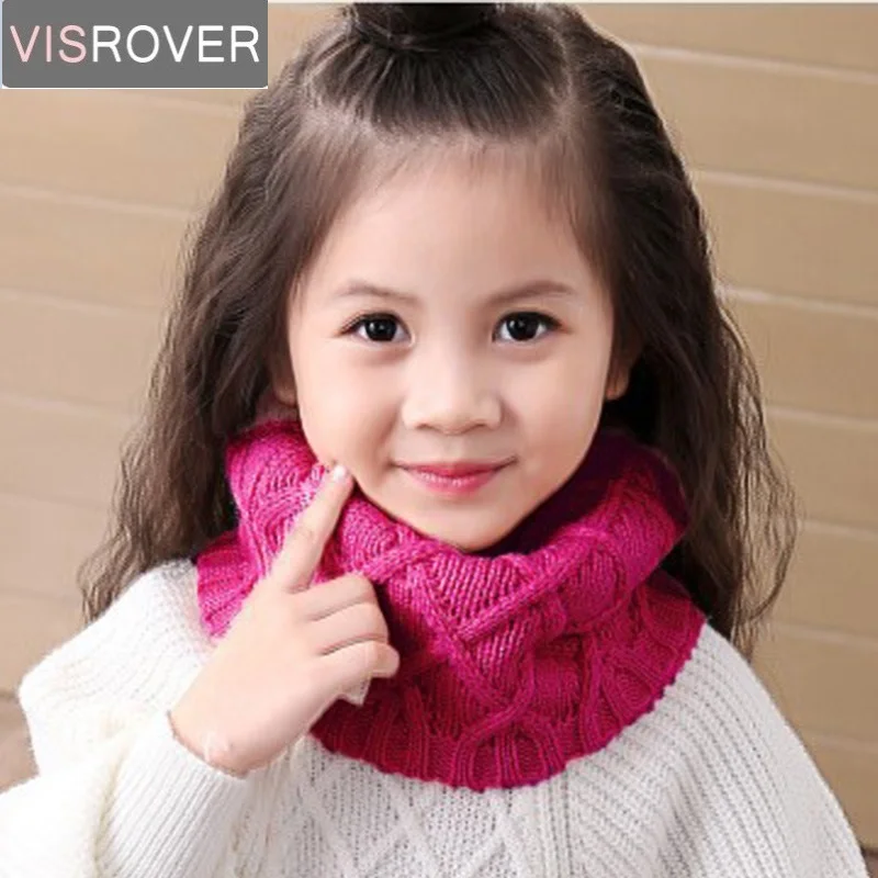 VISROVER Girls Boys Knitted Lic Scarf Baby Kids Snood Ring Infinity Cashmere Scarfs Loop Neck Circle Warm Scarves Neckerchief