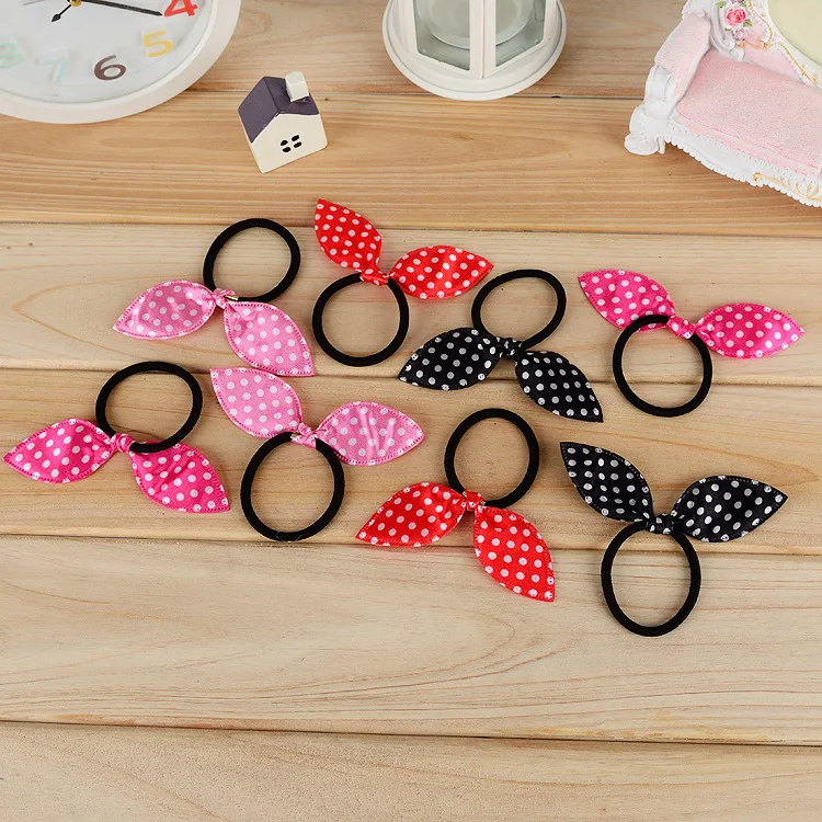 6pcs/lot Small Rabbit Ears Scrunchy Mini Elastic Hair Band Ties Little Girls Hair Accessories Headdress Rubber Bands