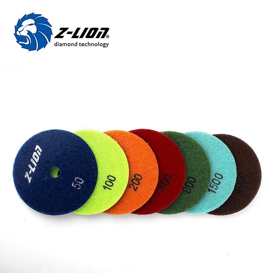 Z-LION Dry Flexible Polishing Pad 7pcs/Set 3 Inches Diamond Sanding Disk For Granite Marble 80mm Premium Dry Polishing Stone