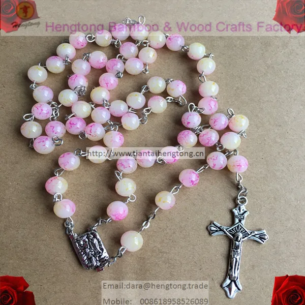 

5pcs/pack 8mm Pink beaded necklace, glass rosary beads special offer