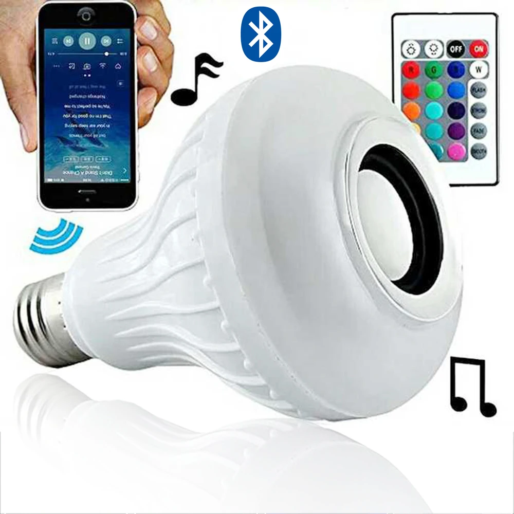 BSOD Wireless Bluetooth 6W LED  Bulb with Audio Speaker E27 RGBW Music Playing and Lighting with 24 Keys IR Remote Controller