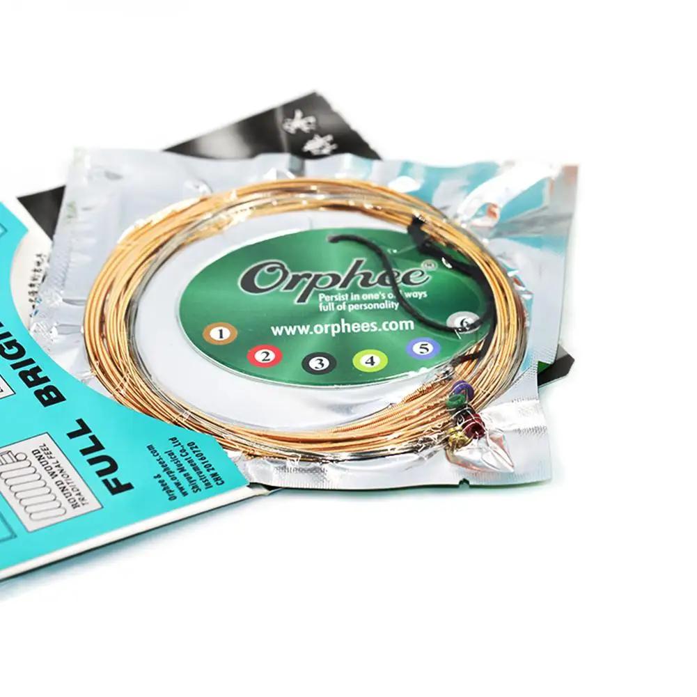 Orphee-QA Série Hexagonal Aço Núcleo Cordas de guitarra acústica, 80 ou 20 Bronze Wire, Super Light Tensão, Acessórios Folk, 6pcs