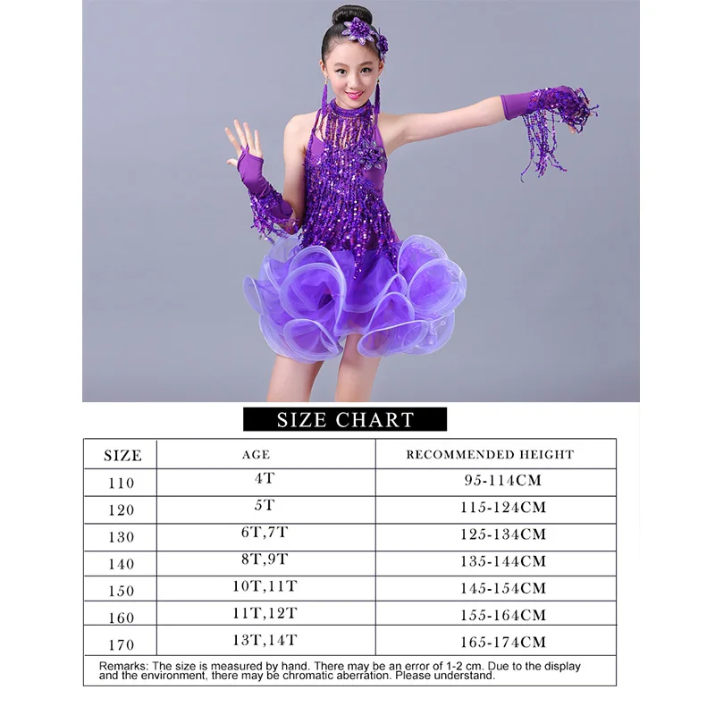 Kids Girls Sequin Fringe Latin Dance Dress For Girls Children Salsa For Competition Skirts Costumes Ballroom Dancing Dresses