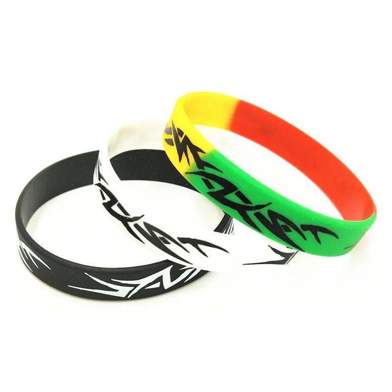 1PC Fashion Ghana Silicone Bracelet&Bangles Black White Color Silk screen  Silicone Wristband for Adults jewelry Gifts SH273