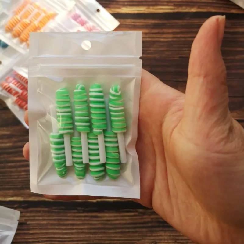 8 Stück Cabochons aus Kunstharz mit flacher Rückseite, Pastell-Konfetti-Charms, Süßigkeiten, Lutscher, Süßigkeiten, weicher Ton für Kinder, DIY-Telefondekoration – Detail 9