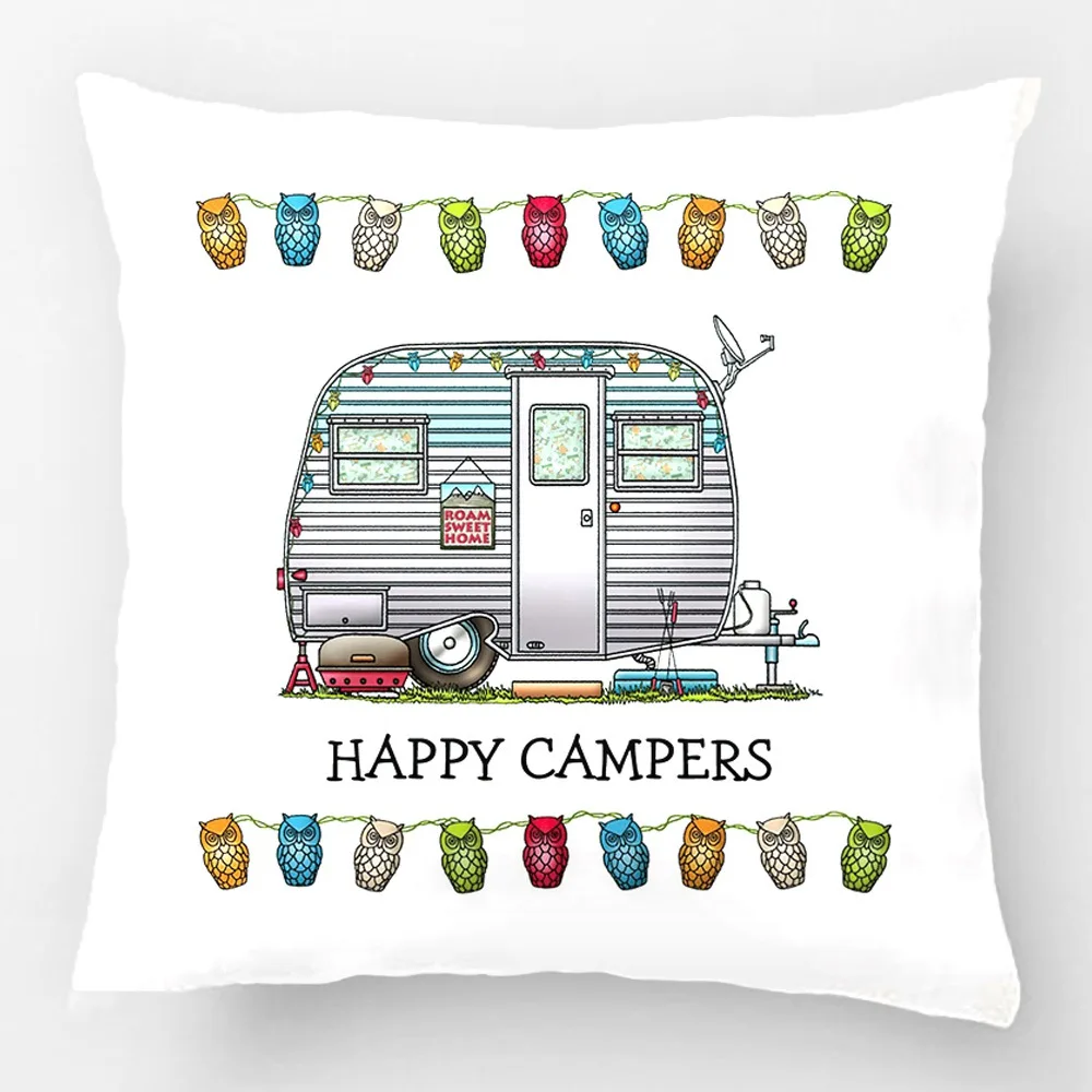 Cute Rv Vintage Teardrop Camper Travel Trailer Wedding Decorative Cushion Cover Pillow Case Customize Gift For Sofa Pillowcase