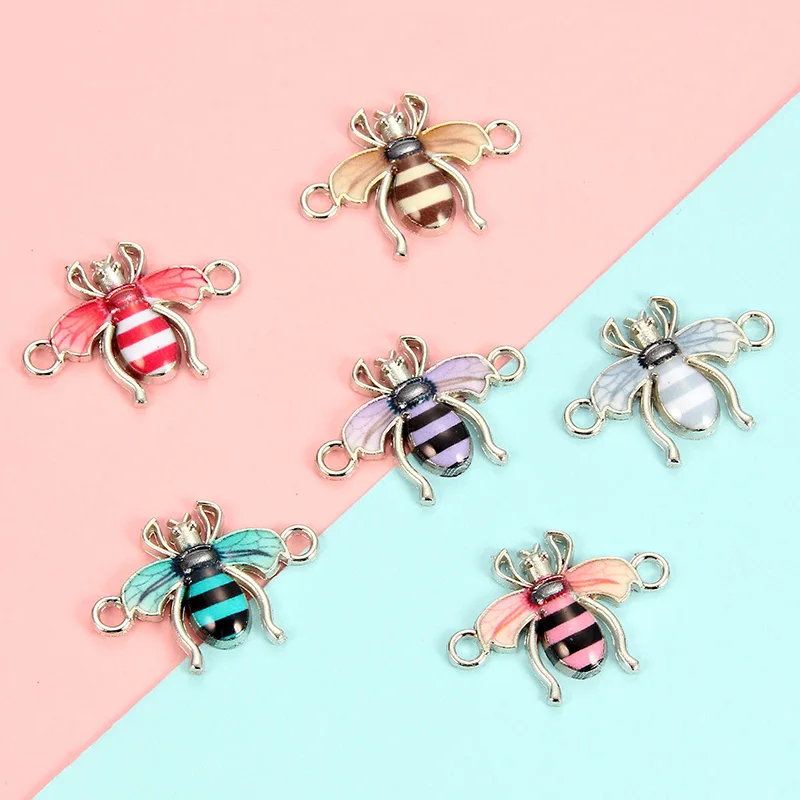 10pcs Colorful Random Bee Enamel Alloy Connectors Bracelets Charms For DIY Necklace Accessories Fashion Jewelry Finding