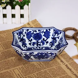 European dry fruit tray blue and white underglaze and paintedirregular shape ceramic fruite plate