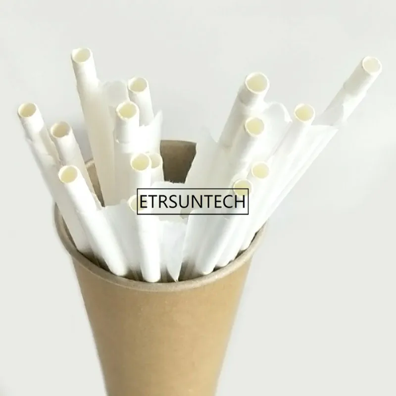 Individual Package White/Black/Brown Disposable Paper Straws Birthday Party Drinking Straw in Paper Bag Wholesale