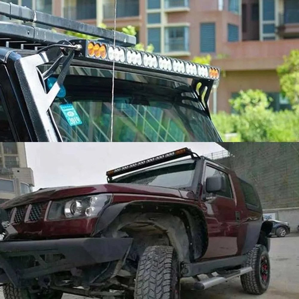 48 Inch 270W White Amber Single Row Led Light Bar With Upper Windshield Mounting Brackets For Jeep Wrangler JK 2007-2018 - Image 5