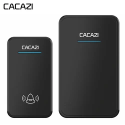 CACAZI Smart Wireless Doorbell DC battery-operated Waterproof led light Home Cordless Calling bell 48 CHime 6 volume Ring