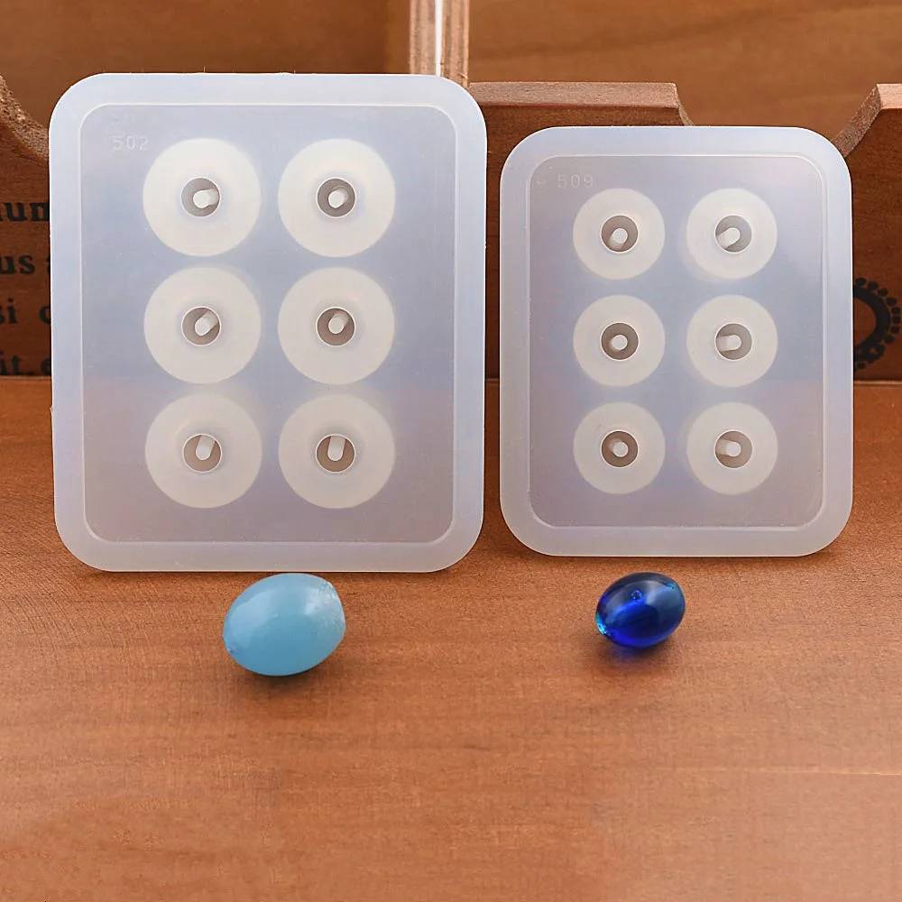 Silicone Mold 9mm 12mm 16mm Cube Oval  beads with hole 6 compartment epoxy Resin Silicone Mould handmade Craft Jewelry Making