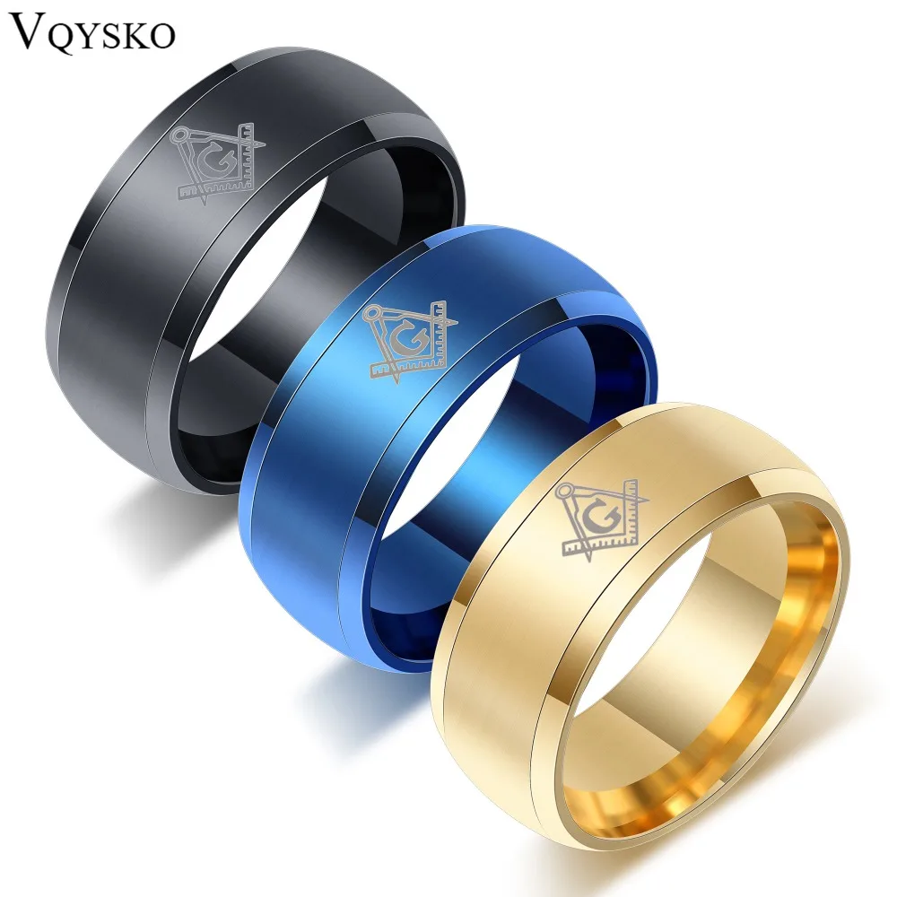 Wholesale black masonic rings for men stainless steel charm man wedding jewelry cocktail accessories