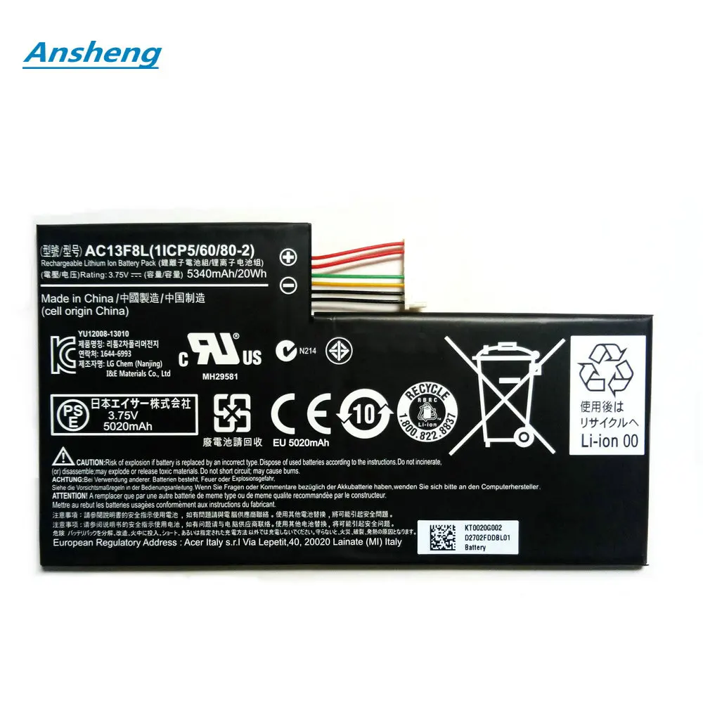 High Quality 1ICP5/60/80-2 AC13F8L 4960mAh battery for Acer Iconia Tab A1-A810 Tablet W4-820P W4-820