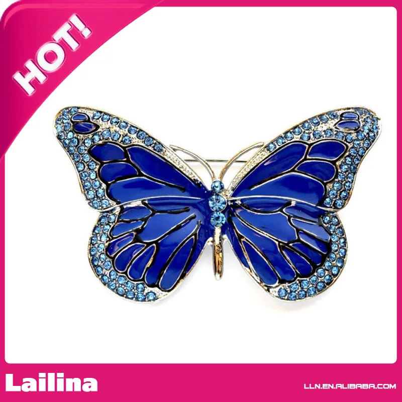 

Blue Butterfly Navy Blue Crystal Silver Brooch Wedding Accessories Bridal Brooch