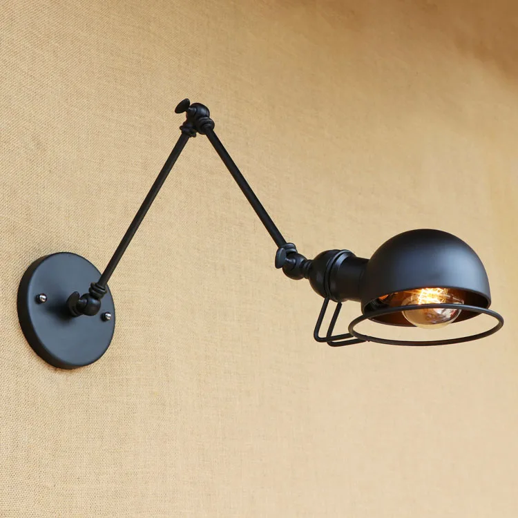 Adjustable Swing Long Arm Wall Light Fixtures Loft style Industrial Vintage Retro Wall Lamp Black Sconce Appliques Pared