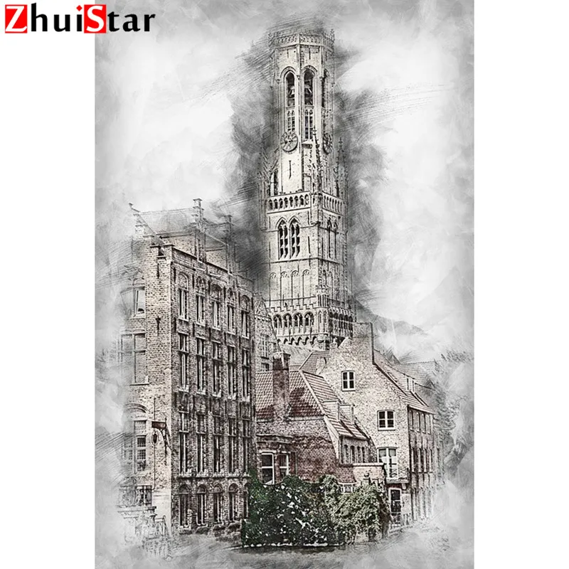 Zhui Star 5D Diamond DIY Diamond Painting High-rise building FULL Square Diamond Embroidery LWR