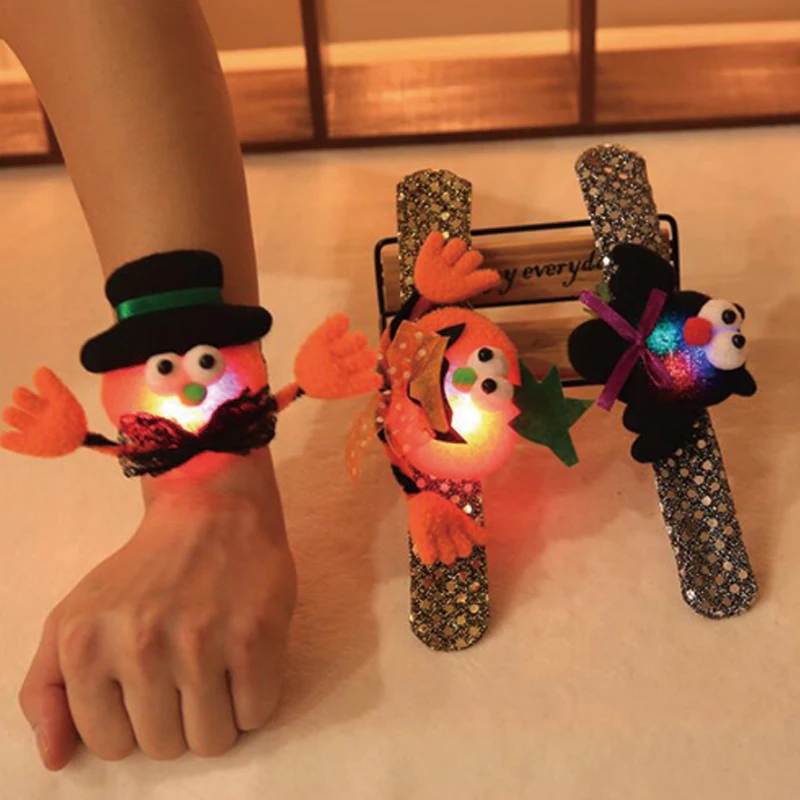 Glow Bangle led party Halloween rave Cartoon Pumpkin Pat Hand Ring Slap/Bats Clap Bracelet led bracelet party decoration