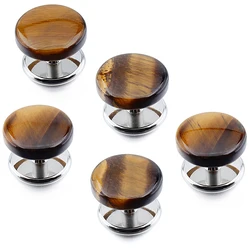5 pcs Tiger's Eye Stone Tuxedo Studs Fashion Men's Wedding Jewelry Cufflink Stud For Groomsmen