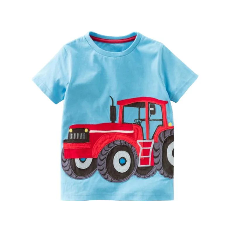 Camiseta de algodão de manga curta infantil, camisa de bebê, blusa infantil estampada para carro, casual, verão