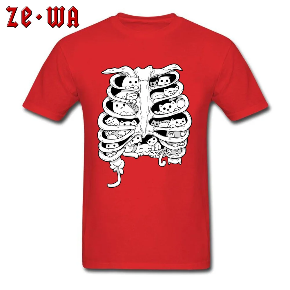 Funny Black T-Shirts Little Cats Group On The Skeleton Anatomy Organ Structure Picture Tshirt For Men Cotton Crew Neck Summer