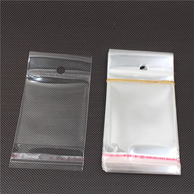 

500 pcs Transparent Self Adhesive Seal Plastic Storage Bag OPP Poly Pack Bag With Hang Hole Retail Packaging Pouch