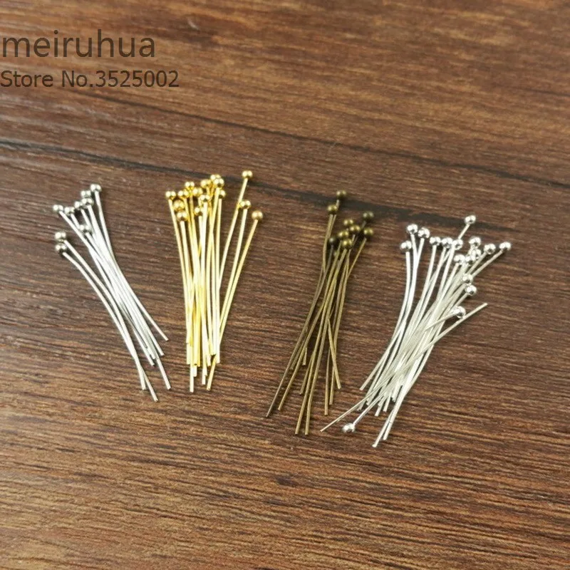 200pcs Gold Silver Color Ball Head Pins Length 20  30 40 50mm Head Pins For Jewelry Making Findings