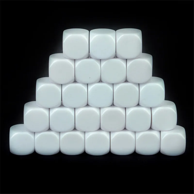 

25pcs 16mm 18mm 20mm 22mm 25mm 30mm White Blank D6 Acrylic Dice With Round corner For Kid DIY Write Painting Graffiti