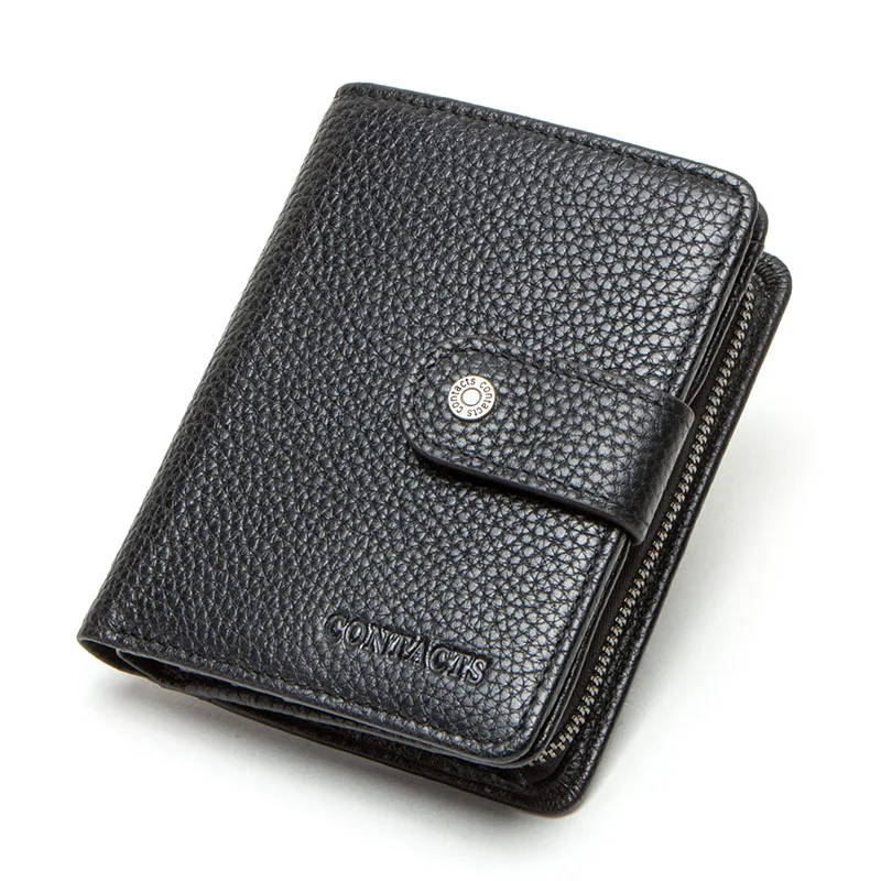 CONTACT'S Echtes Leder RFID Vintage Brieftasche Männer Mit Münzfach Kurze Brieftaschen Kleine Zipper Brieftasche Mit Kartenhalter Mann Geldbörse
