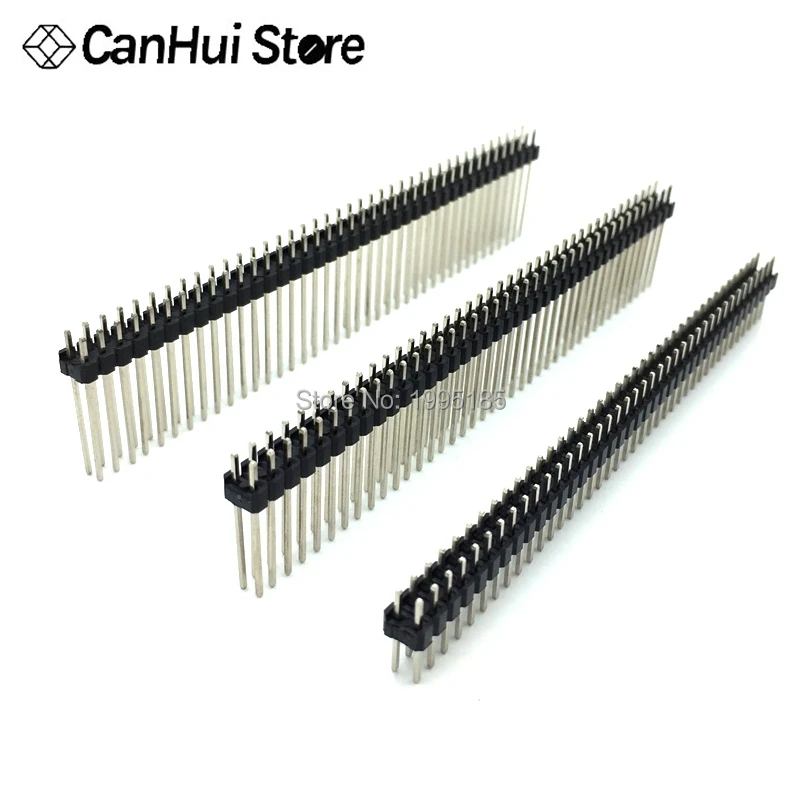 10PCS Single Double Row Male 1x40P/2x40P 2.54mm Height Long Breakable Pin Header Needle length 11 13 15 17 19 20 21 23 25 30mm