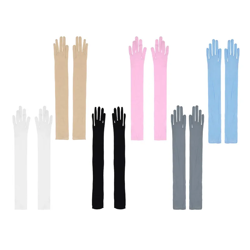 Gants transparents en maille pour femmes, 1 paire, longs, extensibles, pour Protection solaire, pour mariée et mariage