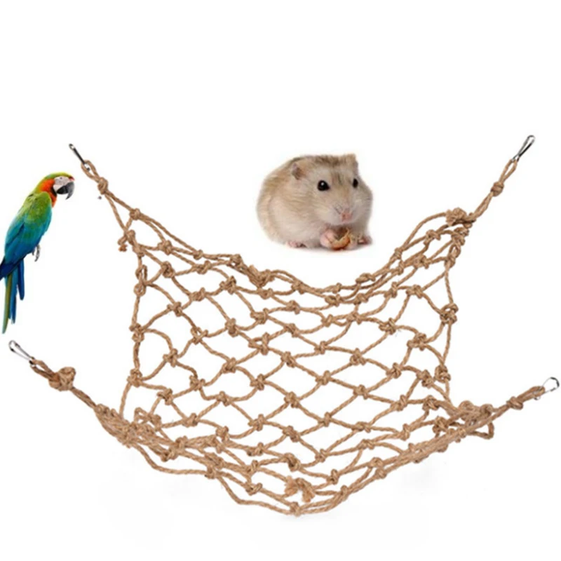 

Bird Toy Parrot toys Rope Climbing Net Solid Thick Hemp Training Nets For Hamster Small Pet Birds cage Accessories toy supplies