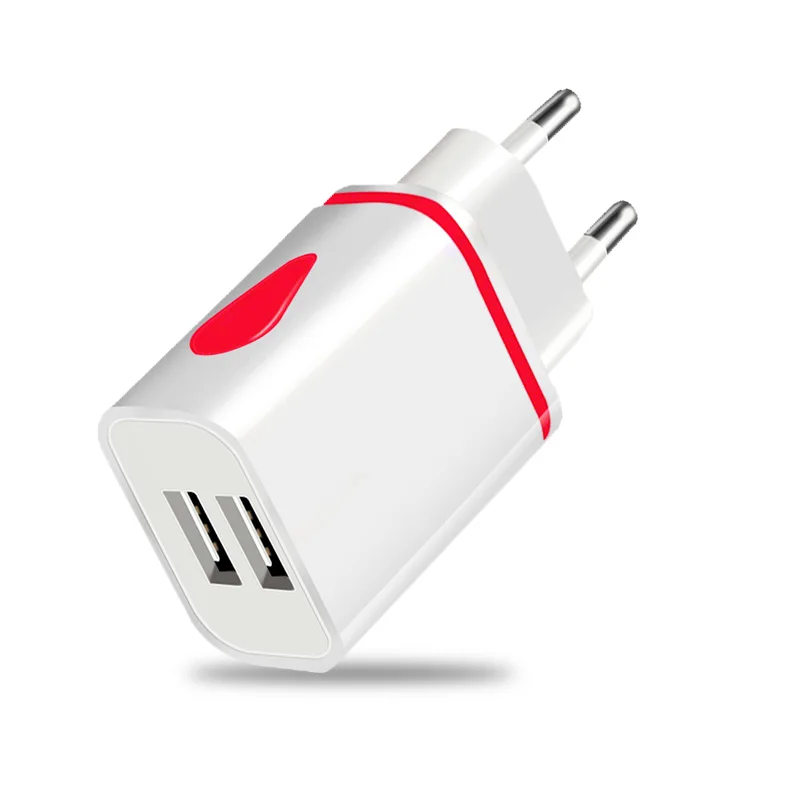 Dual USB Charger 5V 2.1A Mobile Phone Charger for iphone Samsung Huawei Xiaomi Redmi LED Light Charging Adapter Wall Chargers