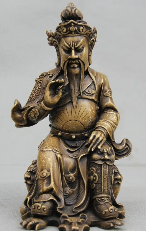 song voge gem S1697 9 Chinese Purple Bronze seat Guan Gong Yu Warrior God warrior knight Statue