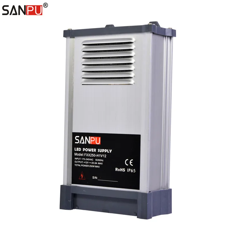 SANPU SMPS 12v 250w LED Power Supply 20a Rainproof Outdoor 220v 230v ac dc Lighting Transformer Constant Voltage Switch Driver