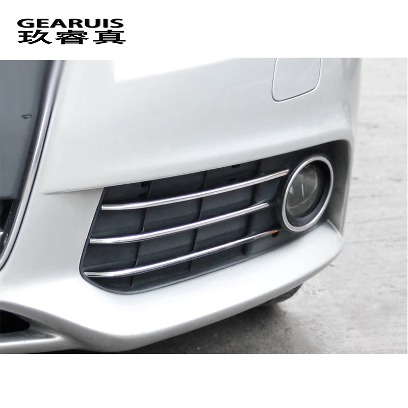 Car styling front fog lamps grille slats lights covers Sticker decoration strips For Audi A4 b8 2009-2012 auto Accessories