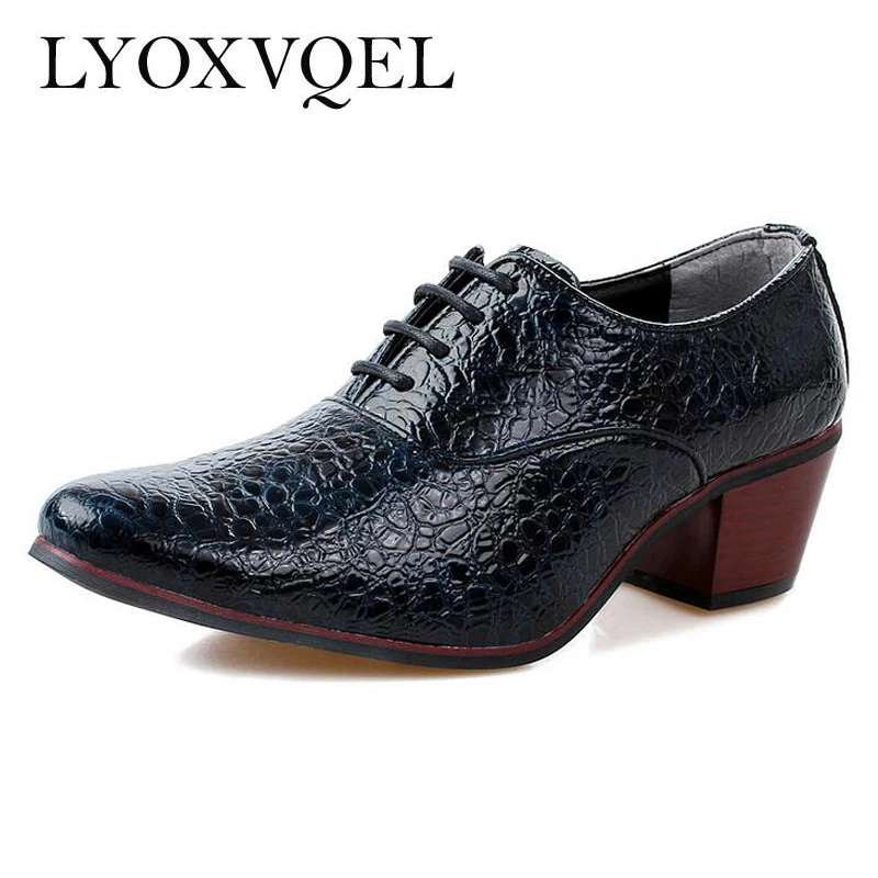 Fashion Leather Men Shoes Point Toe Elegant Qualit Leather high heel Mens Dress Shoes Oxford For Men Business Shoes M258