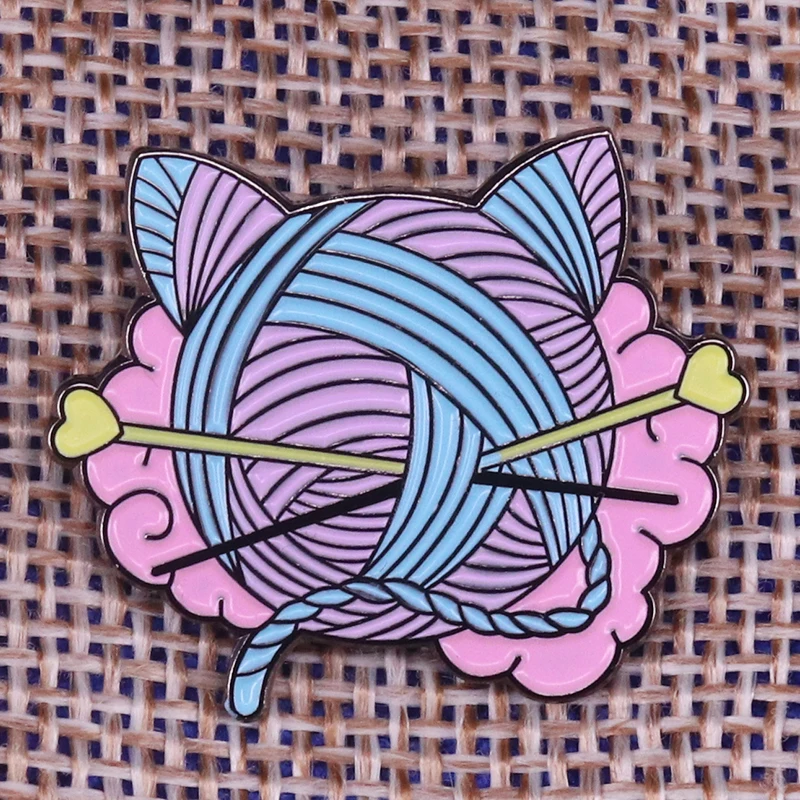 Cat Lover Knitting Lapel Pin Gift For Her Ladies Enamel pin