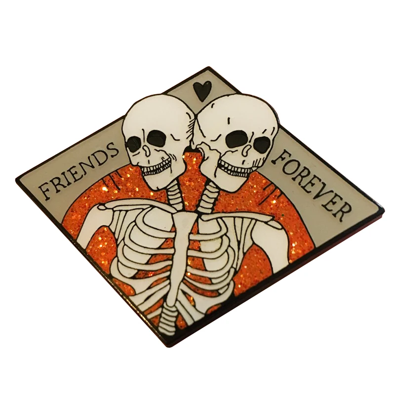 Friends Forever Multiple Variants Spooky Halloween Conjoined Skeleton Enamel Pin